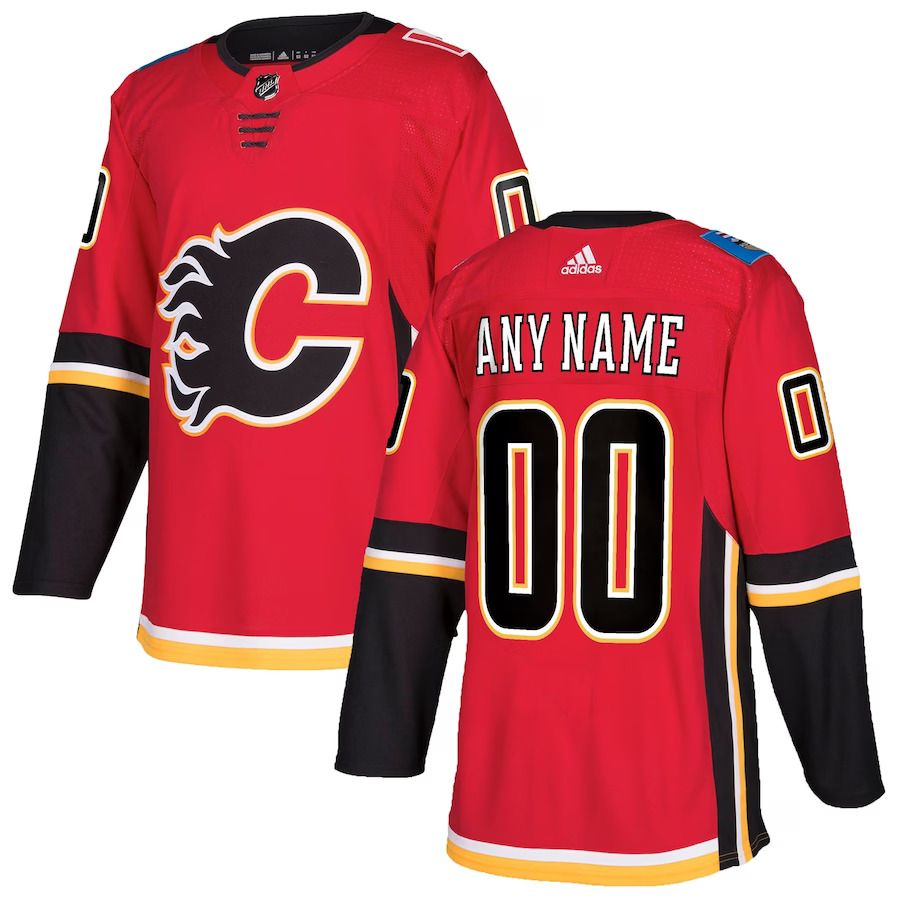 Men Calgary Flames adidas Red Authentic Custom NHL Jersey->customized nhl jersey->Custom Jersey